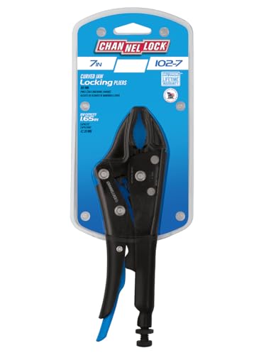 Channellock Locking Pliers 102-7 - Curved Jaw with Cutter, Epoxy Resin Coating, Forged Steel - 7 In - style: 7" Curved Jaw Locking Pliers w/ Wire Cutter