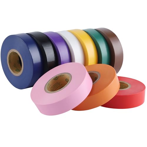 Lichamp 10-Pack Colored Electrical Tape Waterproof, 3/4 in x 66ft, UL/CSA