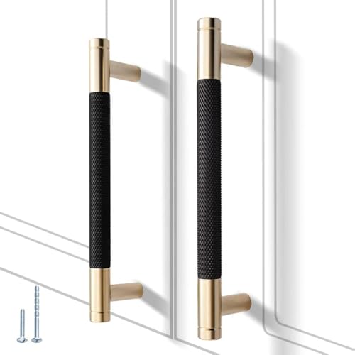 12 Pack 5 Inch 128 mm Knurled Cabinet Handles Cabinet Pulls Aluminum Handles Pulls Gold and Black Oxidation Finish with Diamond Pattern 6" Length (5" Hole Center) - color: Gold and Black, size: 5 Inch