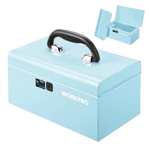 WORKPRO 10.8" Mini Metal Tool Box with Removable Tray - color: Macaron Blue