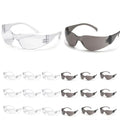 ATERET Protective Polycarbonate Safety Glasses White For Nurses Mechanic Electrician Saftey Glasses Goggles Anti Fog Eye Goggles Safety Protection (144 Pairs, Grey&Clear) - color: Combo (Clear&grey), size: 144 pairs