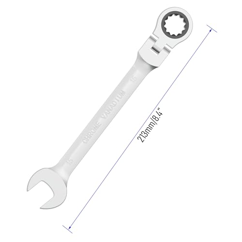 15mm Flex-Head Ratcheting Combination Wrench, 15mm Metric - size: 15mm