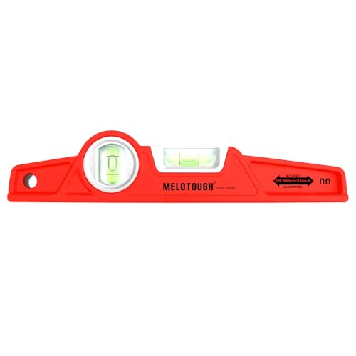 MELOTOUGH 10 Inch Die-Cast Magnetic Torpedo Level,Magnetic Level for Carpenter,Construction,Scaffolding, Plumbing Torpedo Level with Rare Earth Magnet,Pencil and Holster,Red,2PCS - color: Red-2pcs