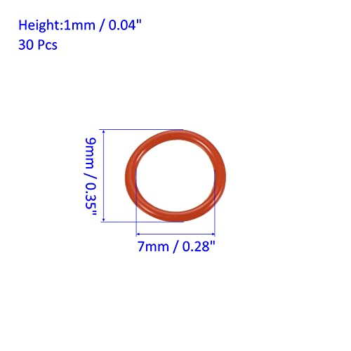 M METERXITY 30 Pack Silicone O-Rings - Garden Water Hose Rubber Sealing Gasket Ring, Soft & Elastic, Apply to Outdoor (7mmx9mmx1mm, Red) - size: 7mmx9mmx1mm