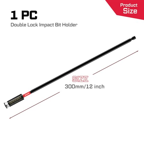 Geinxurn 1Pcs Impact Magnetic Screwdriver Bit Holders, 12Inches Extension Socket Drill Bit Holder S2 Alloy Steel Hex Shank Quick-Change Drill Bit Guide - style: 12INCHES -Bit Holder-1PCS