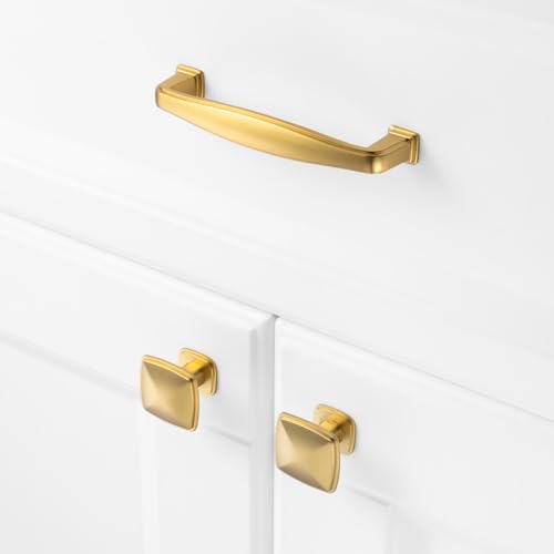 KOOFIZO 10 Pack 3-3/4 in Brushed Gold Cabinet Pull, Gold Drawer Handle 1817 - color: Brushed Gold, size: 3-3/4" CC - 10Pcs