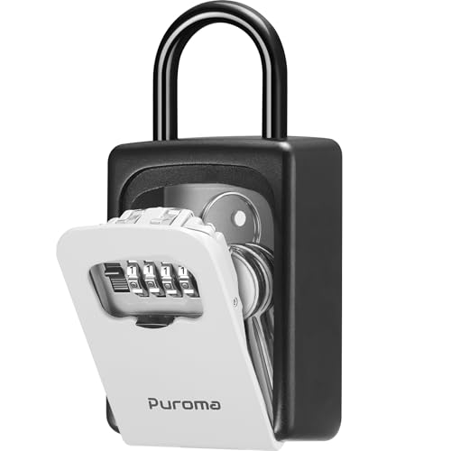 Puroma Key Lock Box Large with Code Lockbox Outdoor Wall Mount Safe 1 Gray - color: Grey