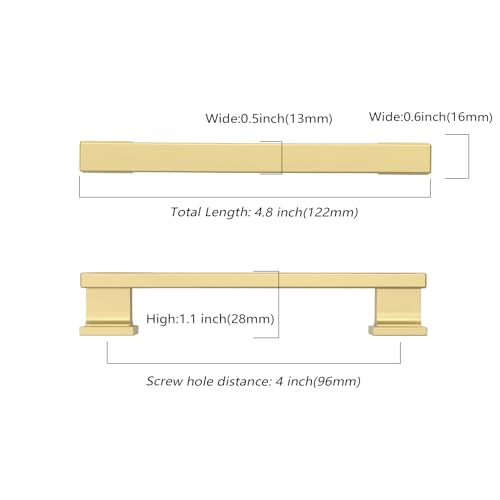 Asidrama 10 Pack 3.75 Inch(96mm) Brushed Gold Kitchen Cabinet Handles, Cabinet Pulls Kitchen Cabinet Hardware for Cupboard Drawer Pulls - color: Brushed Gold, size: 3.75" Hole Center, style: 10 Pack