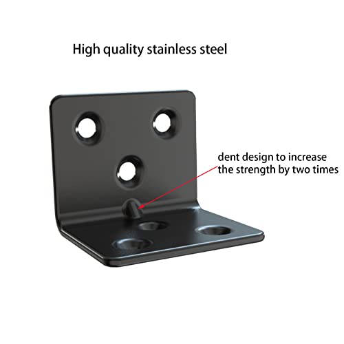 Black Stainless Steel Shelf Bracket,Joint Right Angle Bracket,L Shape Heavy Duty Metal Corner Brace Shelf Supporter for Wood Aufuga (20, 1.5x1.2x1.2) - size: 1.5x1.2x1.2
