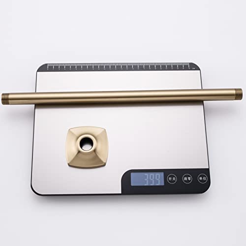 16 Inch Ceiling Mount Shower Arm and Flange, Brushed Gold,SW-91038-16BG. - color: R-angle Square Flange-16" Brushed Gold