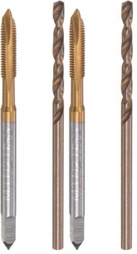 uxcell M3 x 0.5 Spiral Point Thread Tap and 2.5mm Drill Bit Set, Metric Titanium Plated Cobalt High Speed Steel Machine Screw Thread Tap Threading Tool (Pack of 2) - size: M3 x 0.5 + 2.5mm (Pack of 2)
