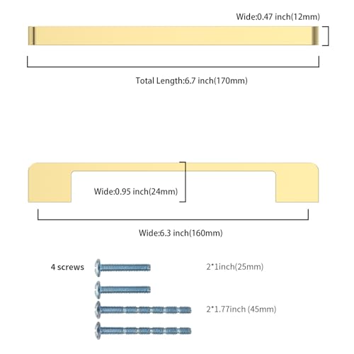 Brushed Gold Cabinet Pulls and Handles, 6.3 Inch, 10 Pack - color: Brushed Gold, size: 6.3"/160MM Hole Center