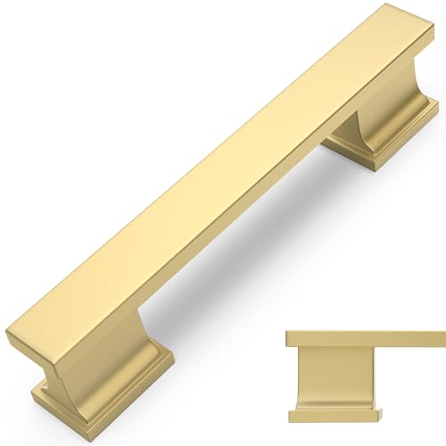 COTYKILEY 10 Pack 3.75 Inch(96mm) Brushed Gold Cabinet Handles Gold Kitchen Cabinet Pulls Cabinet Door Handles Kitchen Cabinet Hardware - color: Brushed Gold, size: 3.75" Hole Center（96MM）