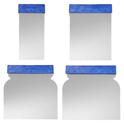 4 Pcs Stainless Steel Putty Knife Set, Metal Body Filler Spreader Tools for Bondo, Plaster, Paint, Glaze