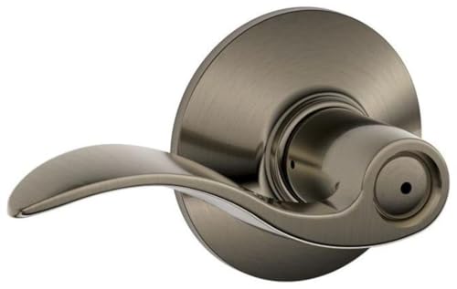 SCHLAGE Accent Bed/Bath Privacy Door Handle with Lock, Antique Pewter - color: Antique Pewter, size: Standard