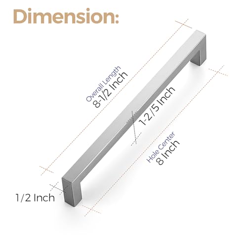 Ravinte Brushed Nickel Cabinet Square Handles Drawer Pulls 8 Inch 18 Pack - color: Brushed Nickel