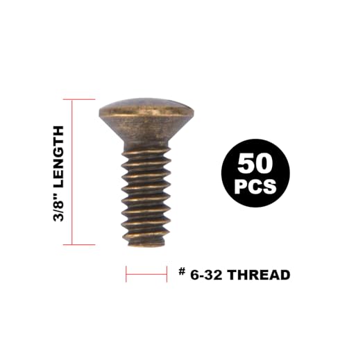 Henne Bery 3/8" Long 6-32 Thread, Oval Head Milled Slot Replacement Wall Plate Screws, 50 Pack, Antique Brass - color: Antique Brass, size: 3/8",50 Pack