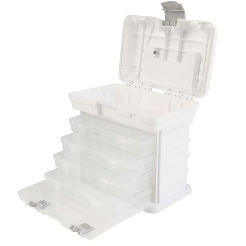 Stalwart Portable Tool Box Small Parts Organizer with Drawers, White