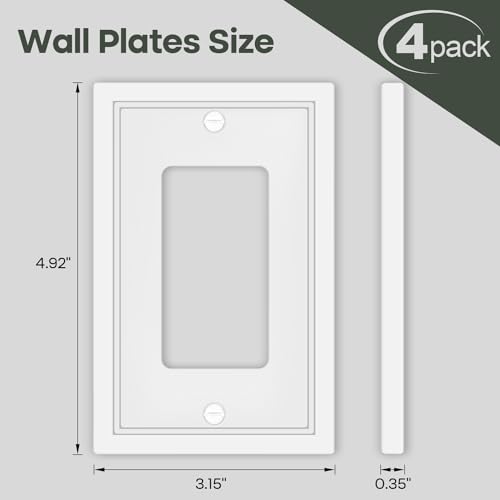4 Pack Single Decorator Light Switch Cover Plate - Bamboo Fiber Material - size: 1 Gang Single Decorator