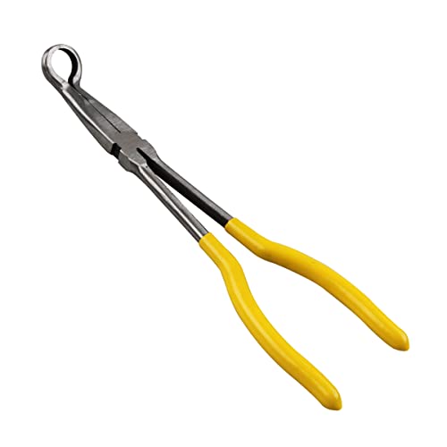 Spark Plug Removal Pliers, 11" Long Reach Ring Nose Hose Grip Pliers for Car - size: Round Nose