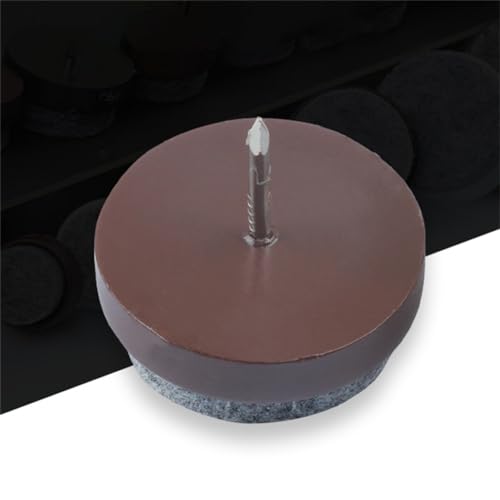 Nailed to The Felt mat 12 PCS - 24 mm/0.95 inch Felt Furniture Pads - Brown. Chair Leg Floor Protectors - Nail in Furniture Pads for Furniture Legs - The Best Felt Chair Pads for Hardwood Floors