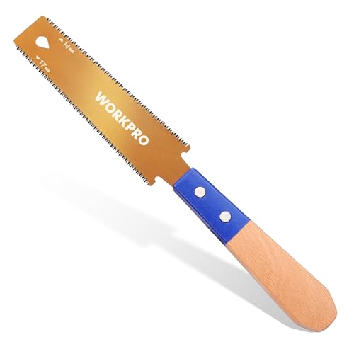 WORKPRO 6 Inch Japanese Pull Saw, Double-Edged Hand Saw for Wood Cutting with 14&17 TPI, SK5 Flexible Blade Flush Cut Saw with Non-Slip Beech Handle, Narrow Head for Fine Woodworking - size: 6'' - Narrow Head