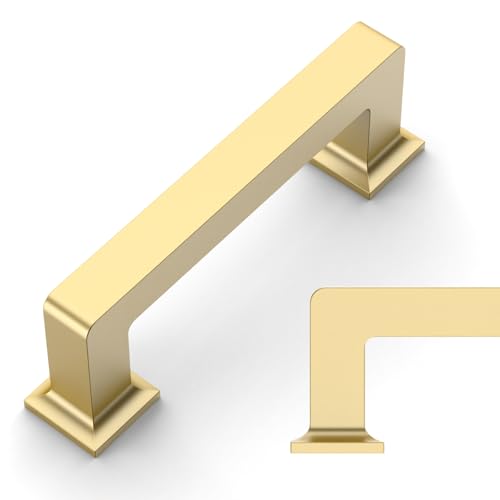 Amerdeco 10 Pack Brushed Gold Cabinet Pulls 3 Inch(76MM) Hole Centers Kitchen Cabinet Handles Cabinet Hardware Kitchen Handles for Cabinets Cupboard Handles Drawer Pulls ZH0019 - color: Brushed Gold, size: 3" Hole Center