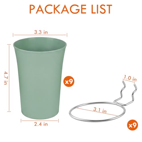 Pegboard Cups With Loops, 9 Pack Matcha Green Peg Board Holder Organizer - color: Matcha Green