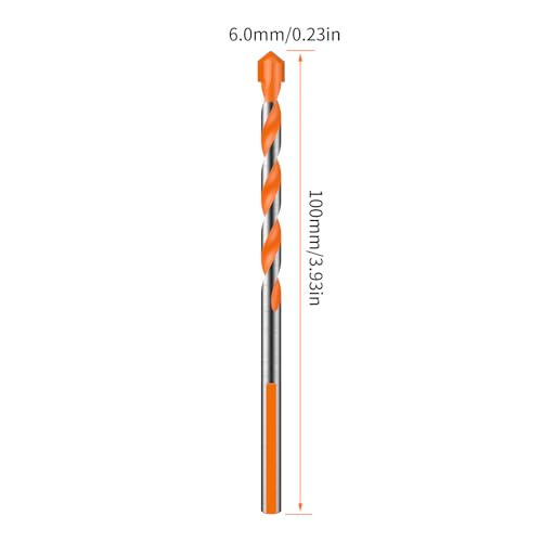 10Pcs 6mm Masonry Drill Bits,3 Flat Shank,Red Silver for Hammer Drill