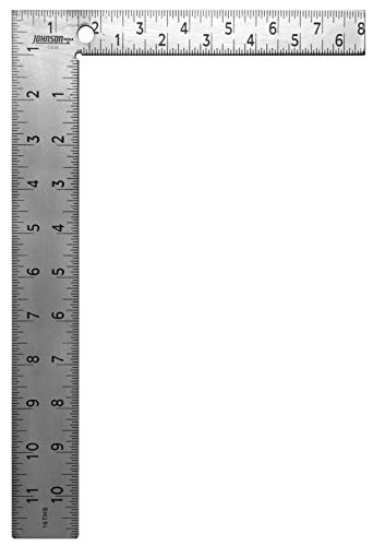 Johnson Level & Tool CS10 Professional Easy-Read Steel Carpenter Square, 8" x 12", Silver, 1 Square - size: 1 Count (Pack of 1)