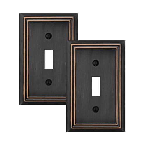 OKAWYC Single Toggle Light Switch Cover Adler Metal Wall Plate, 2-Pack Aged Bronze 1 Gang, Light Switch Cover Decorative Wallplate, Durable - style: 1 Toggle 2PK