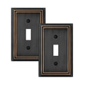 OKAWYC Single Toggle Light Switch Cover Adler Metal Wall Plate, 2-Pack Aged Bronze 1 Gang, Light Switch Cover Decorative Wallplate, Durable - style: 1 Toggle 2PK