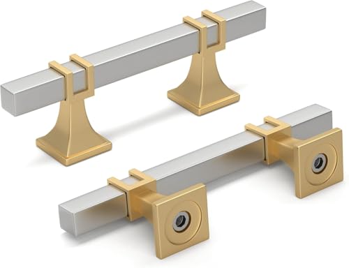 10 Pack 3 Inch Cabinet Pulls Brushed Nickel and Gold Cabinet Handles, Silver and Gold Dresser Drawer Pulls Brushed Nickel Kitchen Hardware - color: Brushed Nickel & Matte Gold, size: 3 inch (76mm) Hole Center Pull