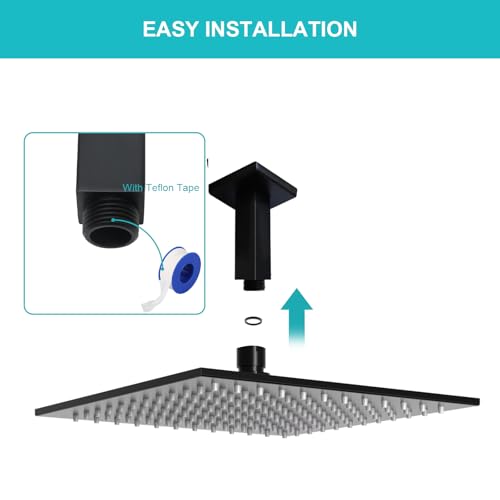 Enga Brass 3 Inch Ceiling Mount Shower Arm with Flange, Matte Black - color: Matte Black, style: 3 Inch