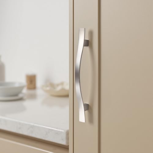 KNOBWELL 30 Pack 3-3/4 inch Hole Center Brushed Nickel Kitchen Cabinet Pulls,Wave Style Modern Dresser Pulls Hardware Kitchen Cabinet Handles for Bathroom Bedroom Vanity,Zinc Alloy - color: Brushed Nickel, size: Hole Center：3-3/4 inch（96mm）