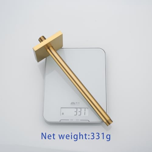 Wall Mounted Stainless Steel Shower Head Extension Arm Bathroom Accessories 12 Inch Champagne Bronze,SW-91038-12CB-SQ. - color: Right Angled Square Flange-12" Champagne Bronze