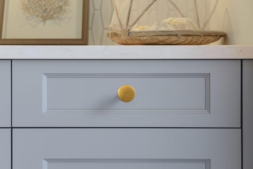 Goo-Ki 6 Pack Brushed Gold Cabinet Knobs Kitchen Drawer Knob Zinc Alloy Solid Hardware - Modern Single Hole/Screw Bar Cabinet Pulls Handles for Dresser Bathroom - color: Brushed Gold, size: 1.2 Inches