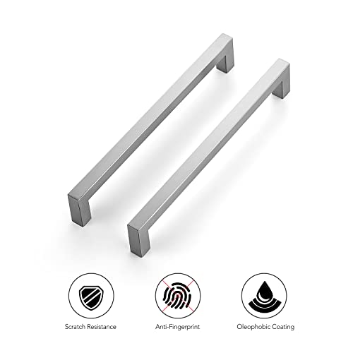 Ravinte Brushed Nickel Square Cabinet Handles & Pulls 8 Inch 10 Pack - size: 8-1/2 in (8 in Hole Center)