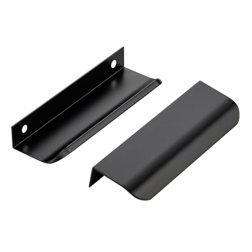 Matte Black Cabinet Handles Finger Edge Pulls 4.75 Inch CC 10 Pack - color: Matte Black, size: 120mm/4.72" Overall Length