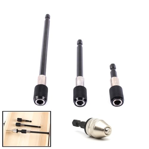 3-Piece Magnetic Bit Holder Extension Set, Quick Release Universal Impact Drill Adapter for Home DIY Projects - color: Black