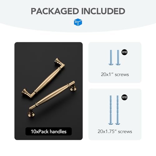 HOME EDIT Champagne Bronze Cabinet Handles 5 Inch Pulls 10 Pack - color: Champagne Bronze, size: 5 inches Hole Center
