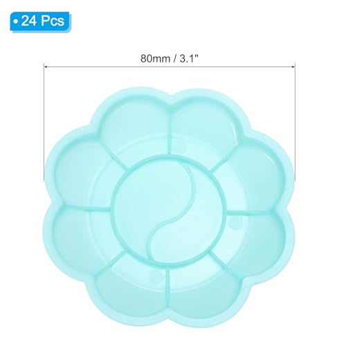 PATIKIL 24Pcs Paint Tray Palette, 3.1"/8cm Painting Palette Plastic Palette Flower Shape for Watercolor Gouache Painting Art Craft DIY Project, Green - color: Green