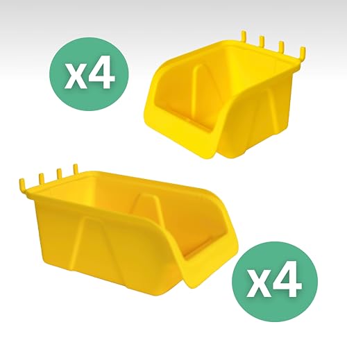 WallPeg Peg board Bin Kit - Kit PB-4 - Pegboard Accessories for Garage Storage & Tool Organizer - Workbench Bins Pegboard Accessories