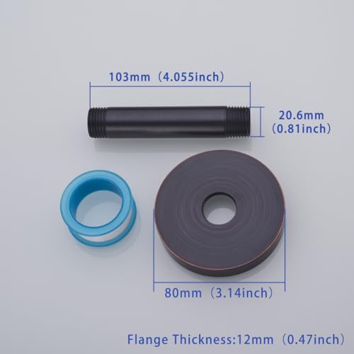 Wall Mounted Stainless Steel Shower Arm Shower Head Extension Pipe Bathroom Accessories 4 Inch Oil Rubbed Bronze,SW-RD91038-4-ORB. - color: Circular Flange-4" Oil Rubbed Bronze
