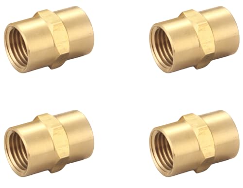 1/4 Inch NPT Female x 1/4 Inch NPT Female Brass Coupling - size: 1/4" x 1/4" NPT Female, style: 4 Piece