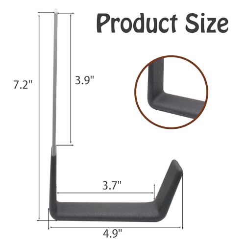 Bivethoi Heavy Duty Steel Hooks, 2 Pack | Garage Storage Utility Hooks, Garden Tool Organizer, Wall Mount, Small U Hooks