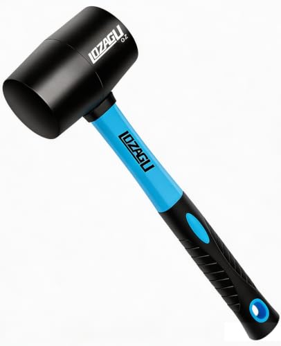 12oz Rubber Mallet Hammer, Fiberglass Handle, for Flooring, Tent Stakes, Woodworking, Camping, Soft Blow Tasks without Damage - style: 12oz Rubber Mallet