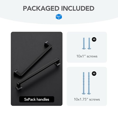 HOME EDIT Matte Black Cabinet Handles Zinc Pulls 7 Inch 5 Pack - color: Matte Black, size: 7 inches Hole Center