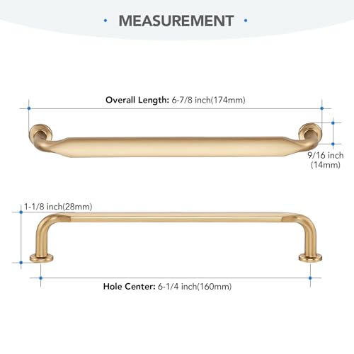 HOME EDIT Champagne Bronze Solid Cabinet Handles & Pulls 6-1/4 Inch 10 Pack - color: Champagne Bronze, size: 6-1/4 inches Hole Center