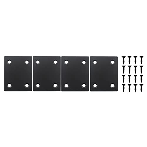 4 Pack Flat Straight Brace Brackets, ULIFESTAR Black Stainless Steel Mending Bracket Plate Metal Shelf Support Fixing Joining Plate for Furniture,Wood,Shelves,Cabinet with Mounting Screws - size: 60 x 48 x 2 mm